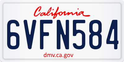 CA license plate 6VFN584