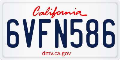 CA license plate 6VFN586