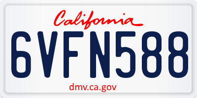 CA license plate 6VFN588