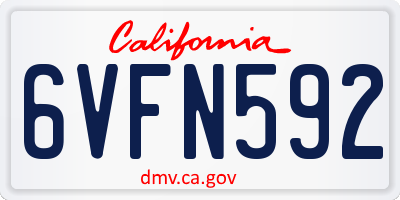 CA license plate 6VFN592