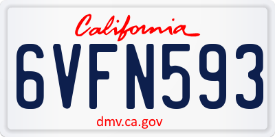 CA license plate 6VFN593