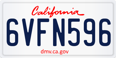 CA license plate 6VFN596