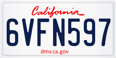 CA license plate 6VFN597