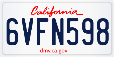 CA license plate 6VFN598