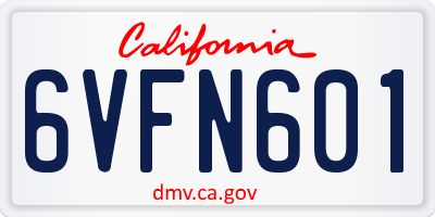 CA license plate 6VFN601