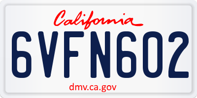 CA license plate 6VFN602
