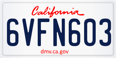 CA license plate 6VFN603