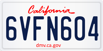 CA license plate 6VFN604