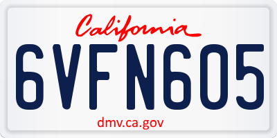 CA license plate 6VFN605