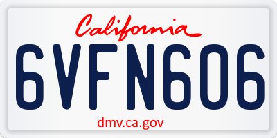 CA license plate 6VFN606