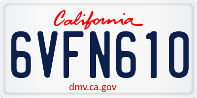 CA license plate 6VFN610