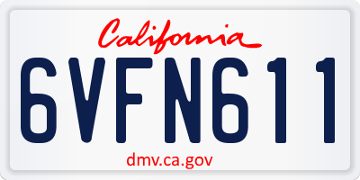 CA license plate 6VFN611