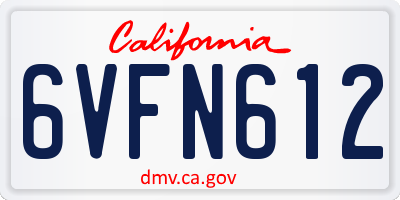 CA license plate 6VFN612