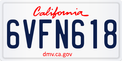 CA license plate 6VFN618