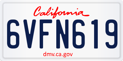 CA license plate 6VFN619