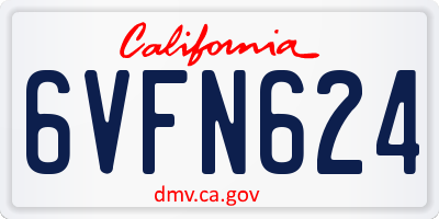 CA license plate 6VFN624