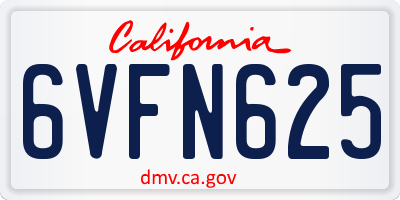 CA license plate 6VFN625