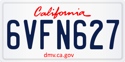 CA license plate 6VFN627