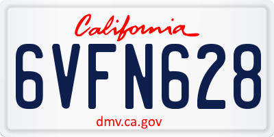 CA license plate 6VFN628