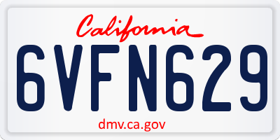 CA license plate 6VFN629