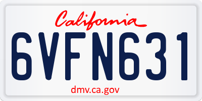 CA license plate 6VFN631