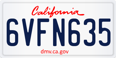 CA license plate 6VFN635