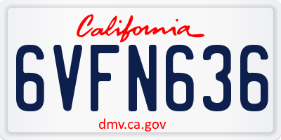 CA license plate 6VFN636