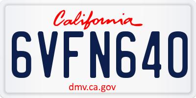 CA license plate 6VFN640