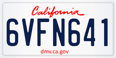 CA license plate 6VFN641