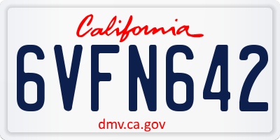CA license plate 6VFN642
