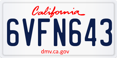 CA license plate 6VFN643