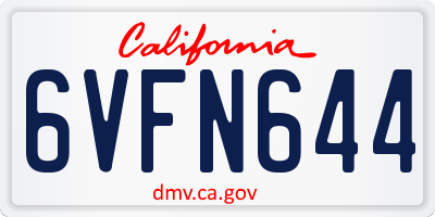 CA license plate 6VFN644