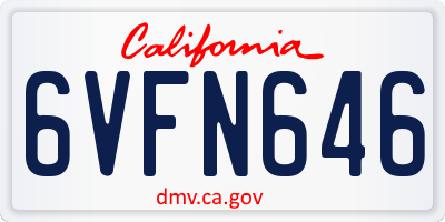 CA license plate 6VFN646