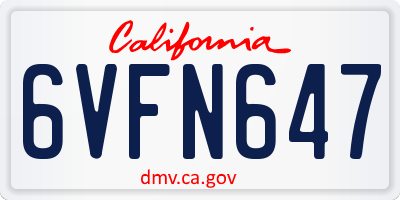 CA license plate 6VFN647