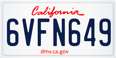CA license plate 6VFN649