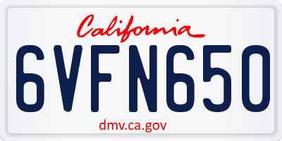 CA license plate 6VFN650