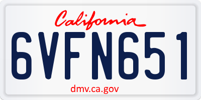 CA license plate 6VFN651