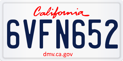 CA license plate 6VFN652