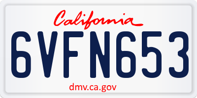 CA license plate 6VFN653