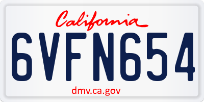 CA license plate 6VFN654