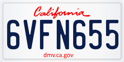 CA license plate 6VFN655