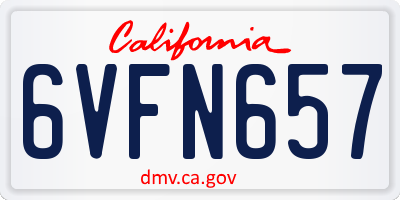 CA license plate 6VFN657