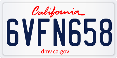 CA license plate 6VFN658