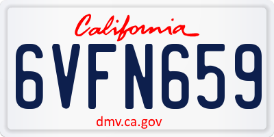 CA license plate 6VFN659