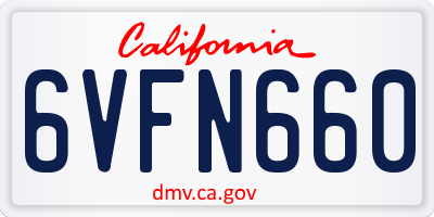 CA license plate 6VFN660