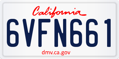 CA license plate 6VFN661