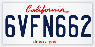 CA license plate 6VFN662
