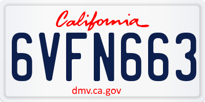 CA license plate 6VFN663