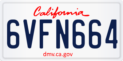 CA license plate 6VFN664