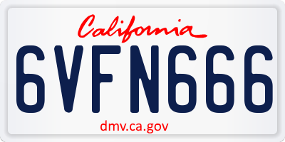 CA license plate 6VFN666